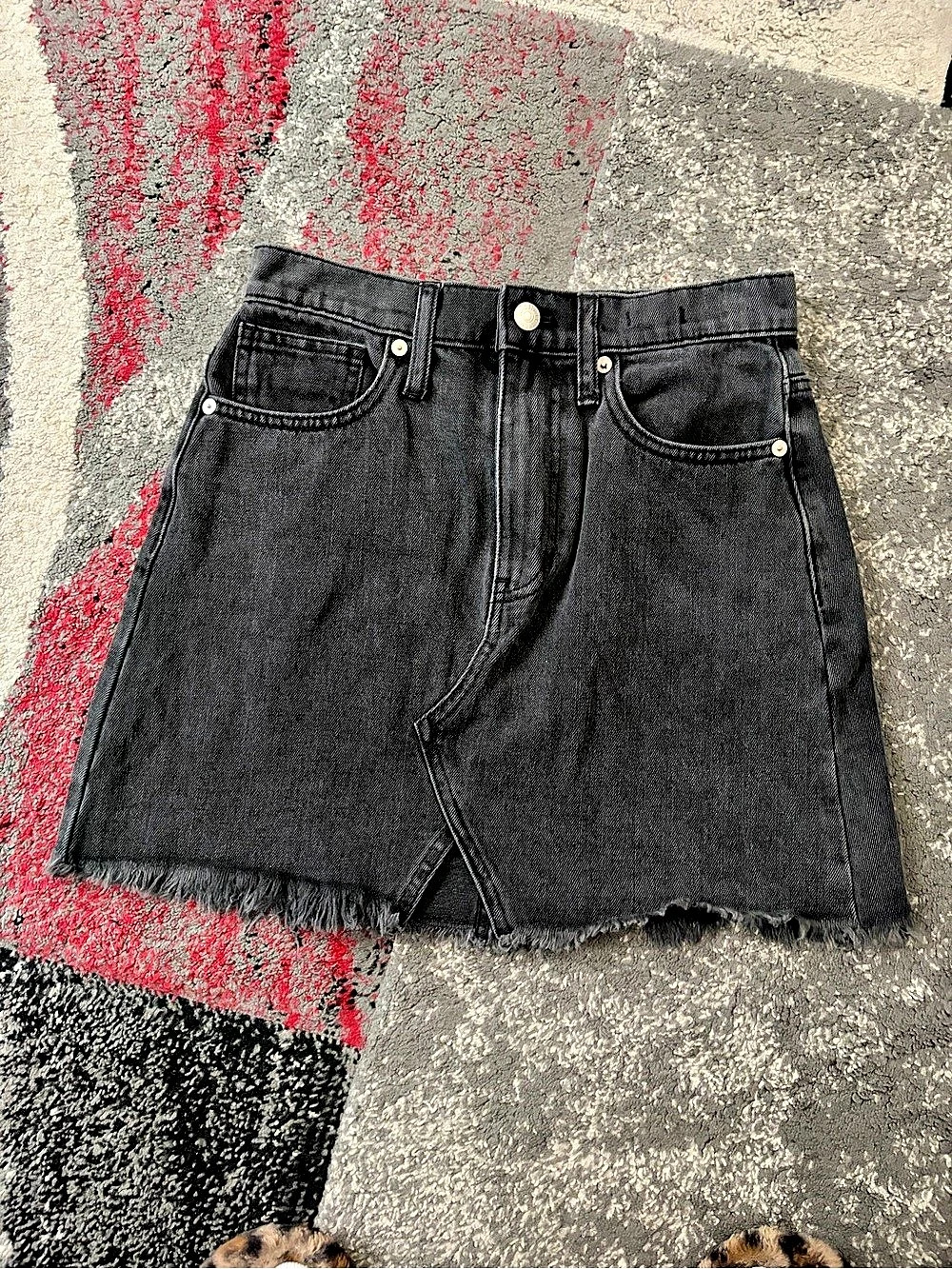 Madewell Rigid Denim A-Line Mini Skirt Black Size 24